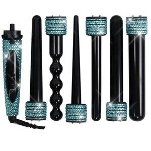 NWT Sparkling Bling Crystal Rhinestone Matching Curling Iron Wand + Gift